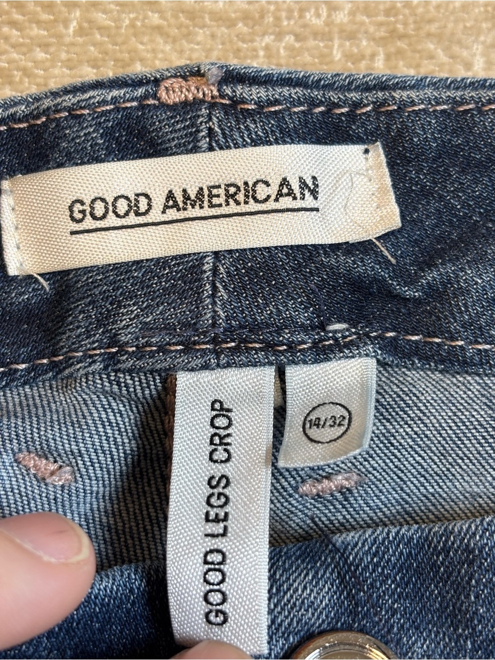 Good American Good Legs Crop Jeans Size 14 / 32 Dark Wash Stretch Skinny Denim - Picture 2 of 6